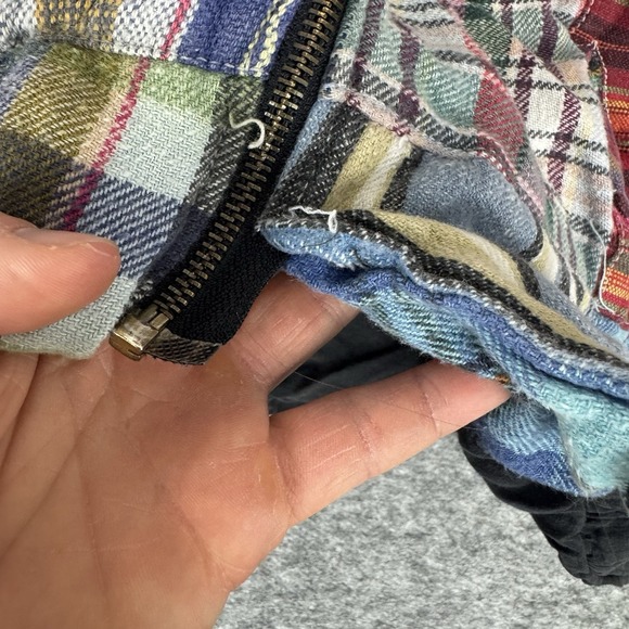*FLAWS READ Jou Jou Womens Jacket Plaid Flannel Patchwork Zip Up ~Medium 90s Vtg - Picture 6 of 11